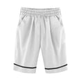 thumbnail image 3 of Womens Bermuda Shorts Cotton Linen Elastic Waistband Pockets Breathable Knee Length Bermuda Long Shorts for Women, 3 of 5