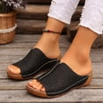 thumbnail image 3 of Modisza Orthopedic Wedge Sandals for Women Flower Cutout Wide Width Slip on Wedges Slides Ladies Casual Summer Slippers size 6 Black, 3 of 7