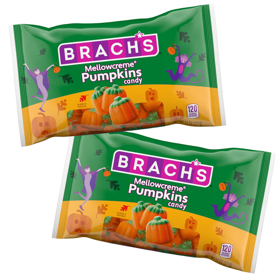 Brach's Halloween Mellowcreme Pumpkins Candy, Halloween Candy, 11 oz Bag-Pack of 2