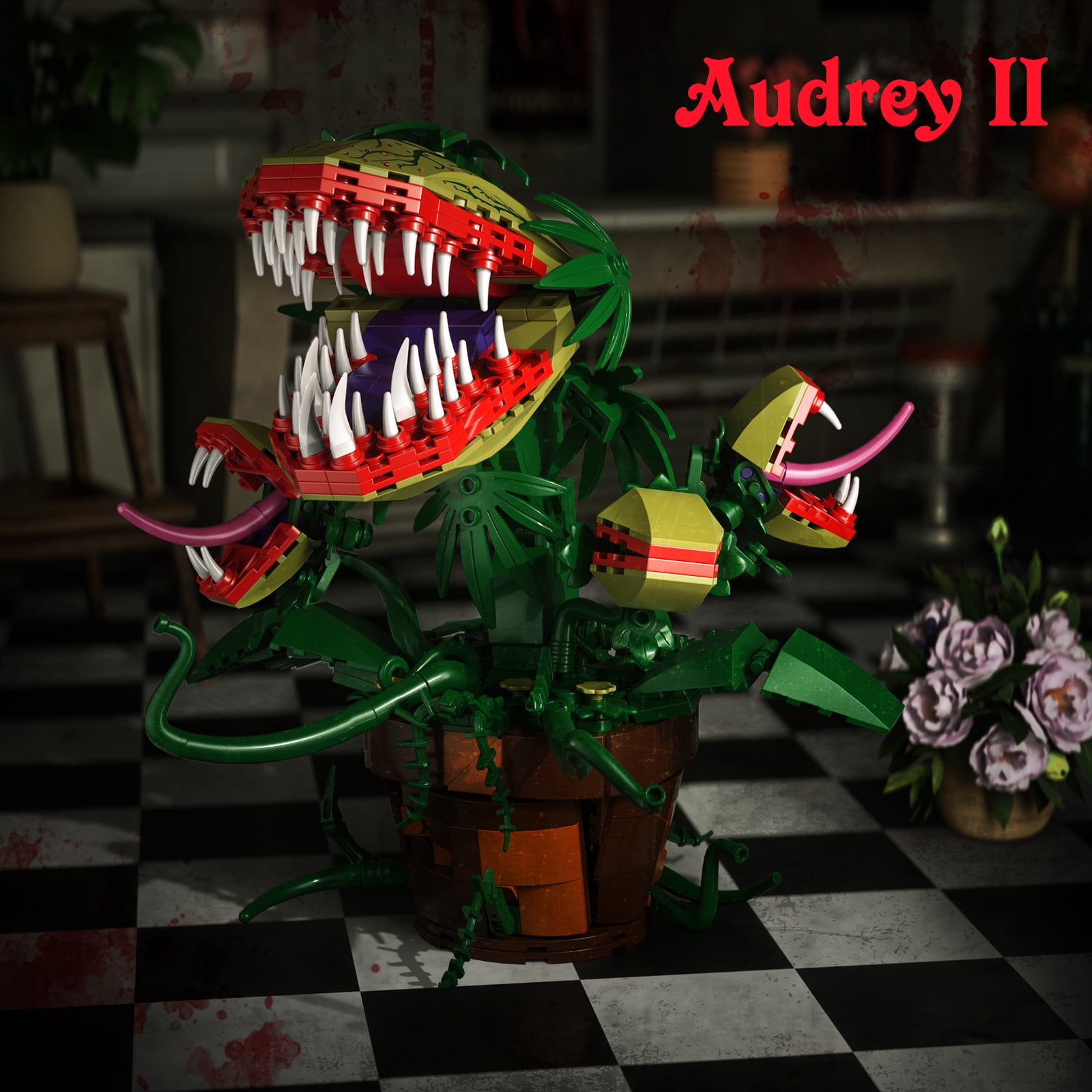 Audrey II Building Block Kit Piranha Plant Flower Building Toys Horrors Shop Cannibal with Openable Mouth Collectible Gift for Tv Fans Friends Birthday Christmas Halloween