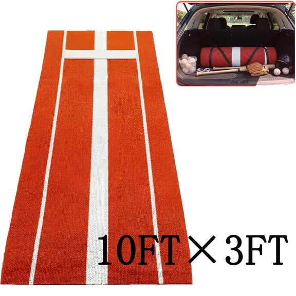 10x3ft Softball Pitching Mat, Thickened Upgraded Version Outdoor/Indoor Softball Pitching Mound, Portable Fastpitch Training Aid with 0.7in Rubber Mound for Amateur/Pro Pitchers
