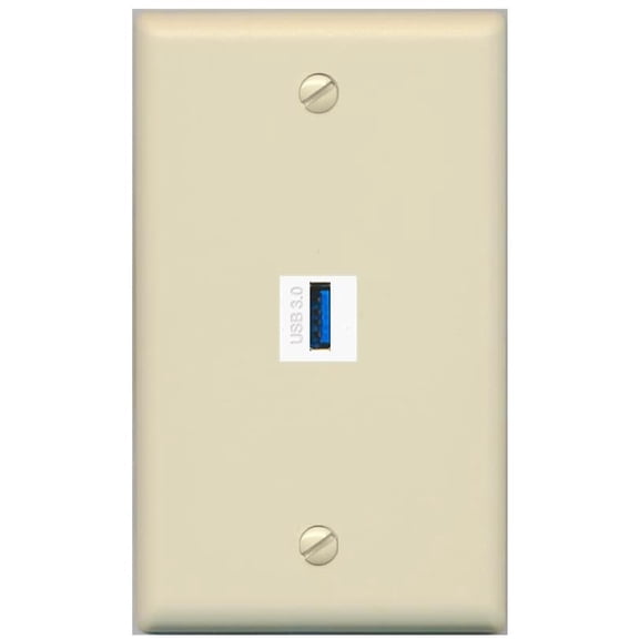 RiteAV USB-3 Wall Plate Flat/Solid [Ivory]