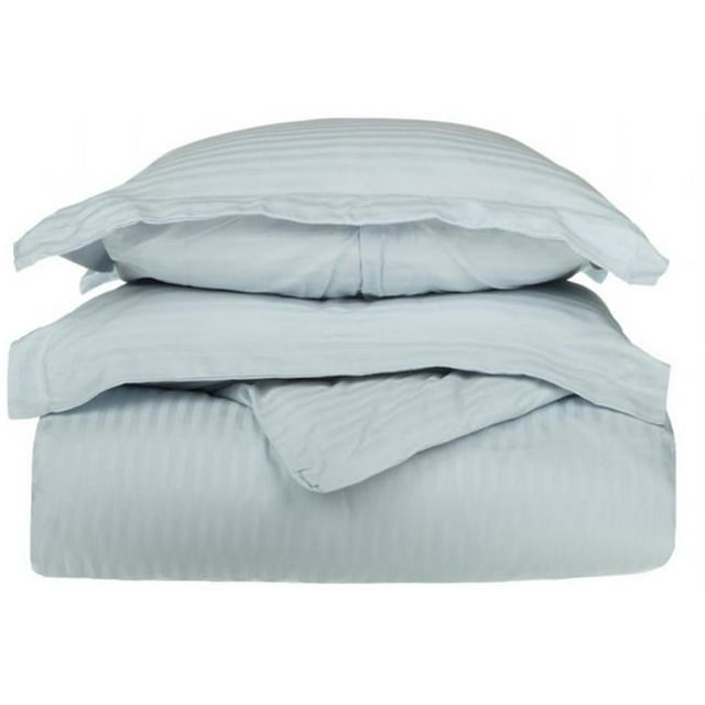 400 Thread Count Egyptian Cotton Full/ Queen Duvet Cover Set Stripe Light Blue