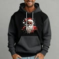 thumbnail image 4 of Men's Pullover Hoodie with Santa Claus Graphic Print Drawstring Hood Long Sleeve Kangaroo Pocket Casual Fit Sweatshirt Dark Gray 2XL, 4 of 5
