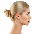 thumbnail image 4 of AVORA 925 Sterling Silver 65mm Diamond-Cut Hoop Earrings, 4 of 6