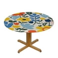 thumbnail image 3 of ONETECH Colorful Floral Farmhouse Table Cover Yellow Orange Blue Green Flowers Round Table cover Spring Summer Fall Autumn Vintage Retro Rustic Washable Table Cover For Holiday Kitchen, 3 of 7