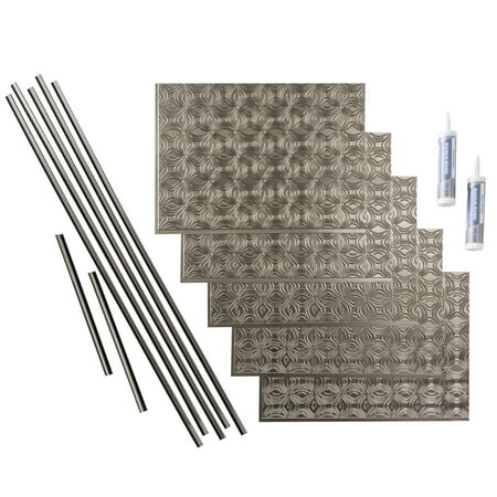 FASÄDE Lotus Decorative Vinyl Backsplash 15 sq ft Kit in Brushed Nickel