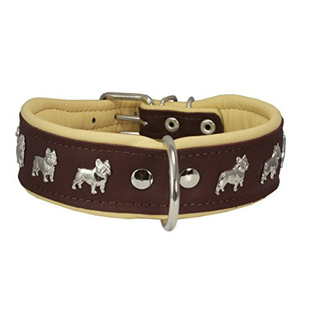 Real Leather Soft Leather Padded Dog Collar Bulldog (16.75"19.25" Neck