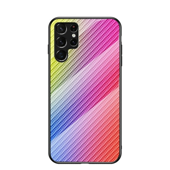 SaniMore Cover Compatible with Samsung Galaxy S22 Ultra 6.8" 2022, Rugged Carbon Fiber Glass Backplane Shockproof TPU Bumper Luxury Eye-catching Anti-drop Heavy Duty Protective Case, Dazzle