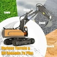 thumbnail image 4 of Gemeer Remote Control Excavator Toys, 680° Rotation Hydraulic Car Toys with Metal Shovel, Lights & Sounds, Rechargeable 11 Channel RC Construction Vehicles, RC Truck Digger gift for Kids Aged 4-12, 4 of 9