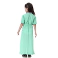 thumbnail image 6 of Krdevn Girls Maxi Dress - Elegant Long Sleeve V-Neck with Bow, Modest Ethnic Attire for Casual Party Wear,10-11 Years, 6 of 7