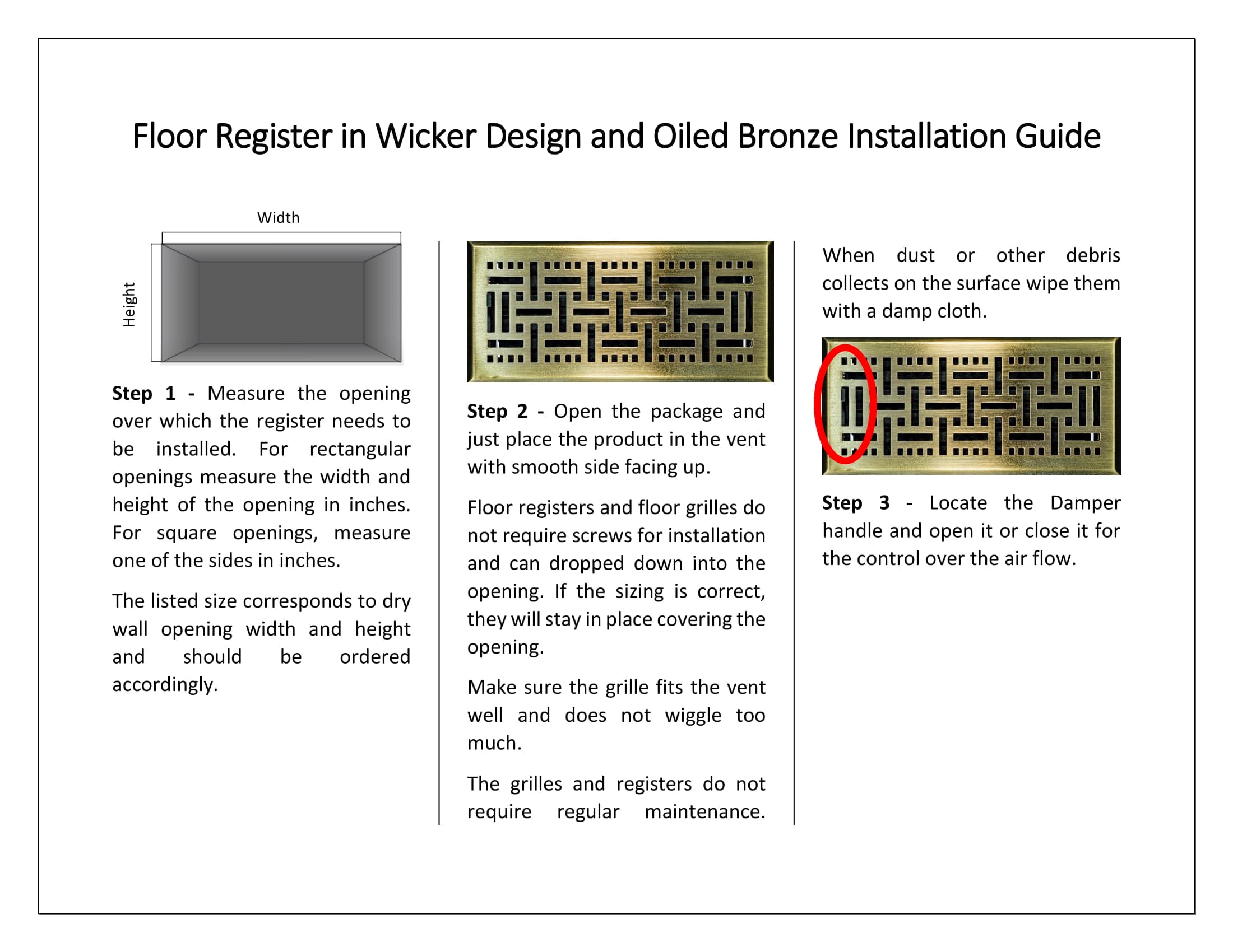 10 in. W x 4 in. H Floor Register in Wicker Design and Oiled Bronze for Duct Opening