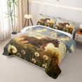 thumbnail image 3 of Erosebridal Golden Horse Sunset Quilt King for Women Men, Western Dandelion Bloom King Coverlet Set, 3pcs, 3 of 7
