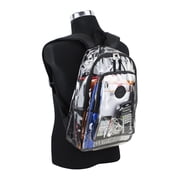 Eastsport Multi-Purpose Clear Backpack with Front Pocket, Adjustable Straps, Black
