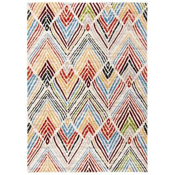SAFAVIEH Amsterdam Earnestine Geometric Area Rug, Ivory/Red, 6'7" x 9'2"