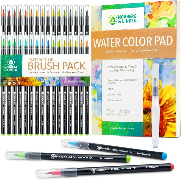 Watercolor Paint Brush Pen Set With Refillable Water Coloring Pen