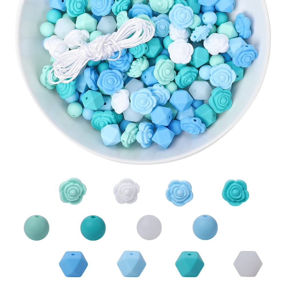 Blue Rabbit Co Silicone Beads, Beads and Bead Assortments, Bead Kit, Ring  Silicone Beads Bulk (Ring, Rainbow, 12PC)