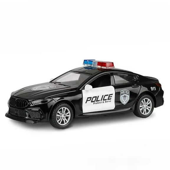 1:32 Scale M8 Competition Police Car Model Toy Alloy Diecast Shock Absorption Miniature Vehicles Models for Kids Presents