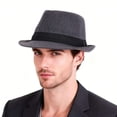 thumbnail image 3 of BadPiggies Elegant Fedora Hat for Men Women Short Brim Roll Up Trilby Hats with Embellishment Band (Gray), 3 of 7