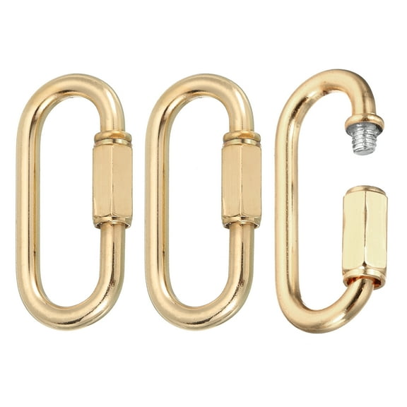 Chain Connectors, 4mm Thick Quick Link Screw Lock Oval Clips for Chandelier Pendant Lights, Light Gold, Pack of 3