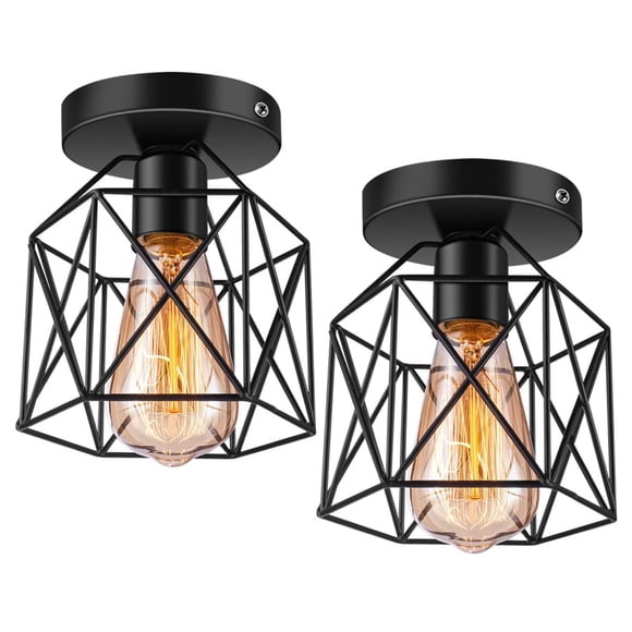 Luminaria Colgante de una Luz, Nordic Moderna Retro Industrial Jaula de Pájaros de Metal, Lámpara Colgante Techo con Pantalla de Diamante para Entrada Cocina Isla Comedor Pasillo