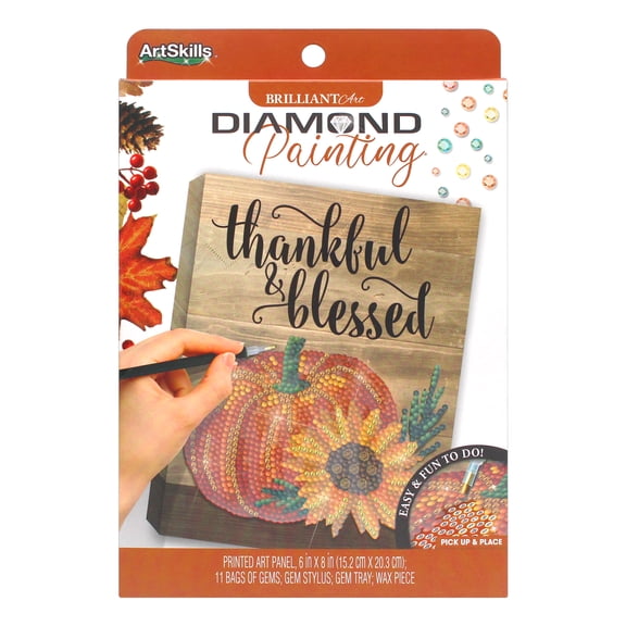 ArtSkills Brilliant Art Diamond Painting Craft Kit, Pumpkin