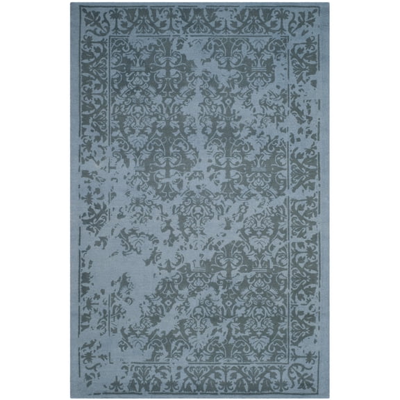 SAFAVIEH Restoration Vintage Kennard Border Wool Area Rug, Blue, 5' x 8'