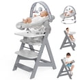 thumbnail image 1 of Trona de madera HOMEKOL convertible con hamaca para bebés, color gris, 1 of 6