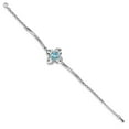 thumbnail image 4 of Auriga Fine Jewelry 925 Sterling Silver RH-plated Clear/Blue Crystal Flower w/1inch ext Bracelet for Women, 4 of 5