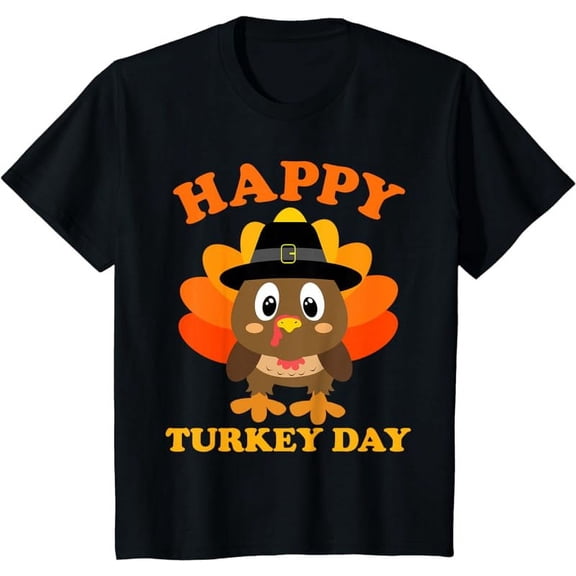 Happy Turkey Day Shirt Cute Little Pilgrim Gift Thanksgiving T-Shirt