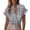 Grey, variant on Telankuip Womens Plaid Ruffle Short Sleeve T Shirts Summer Casual V-Neck Button down Blouse Tee French Style Soft Loose Fit Comfortable Work Checkered Trendy Tops 2026 Blue M