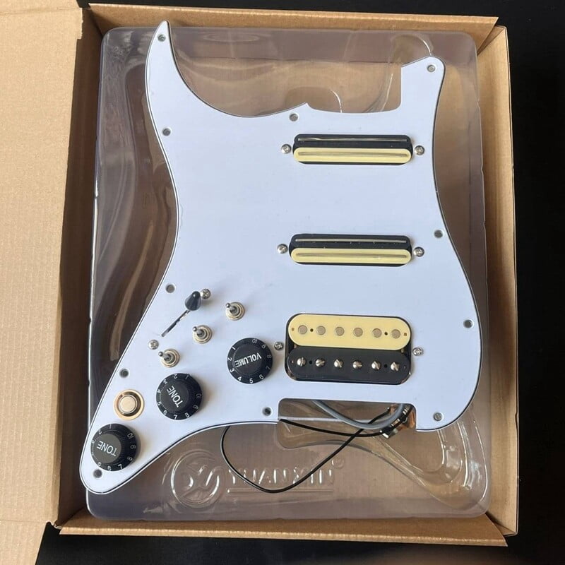 Left-handed SSH Prewired Guitar Strat Pickguard Set with Silent Switch Kill Swith Humbucker Pickups Coil Splitting Switch Multi Switch Harnesses Withe for Fender ST Electric Guitar Replacement Part