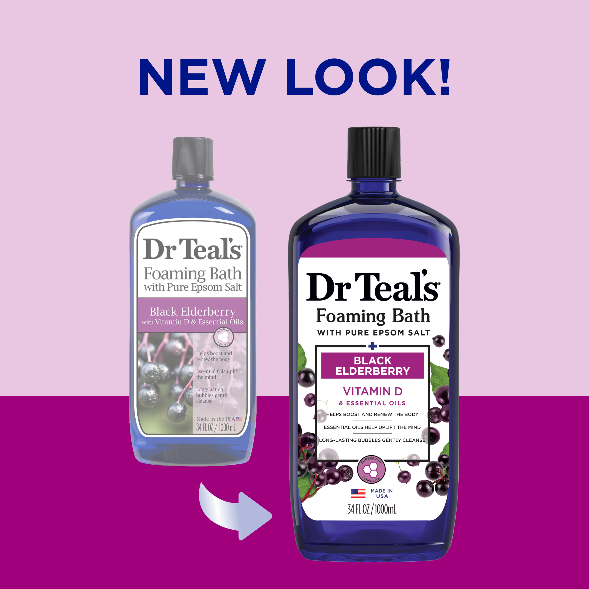 Dr Teal's Foaming Bath with Black Elderberry & Vitamin D, 34 fl oz ...