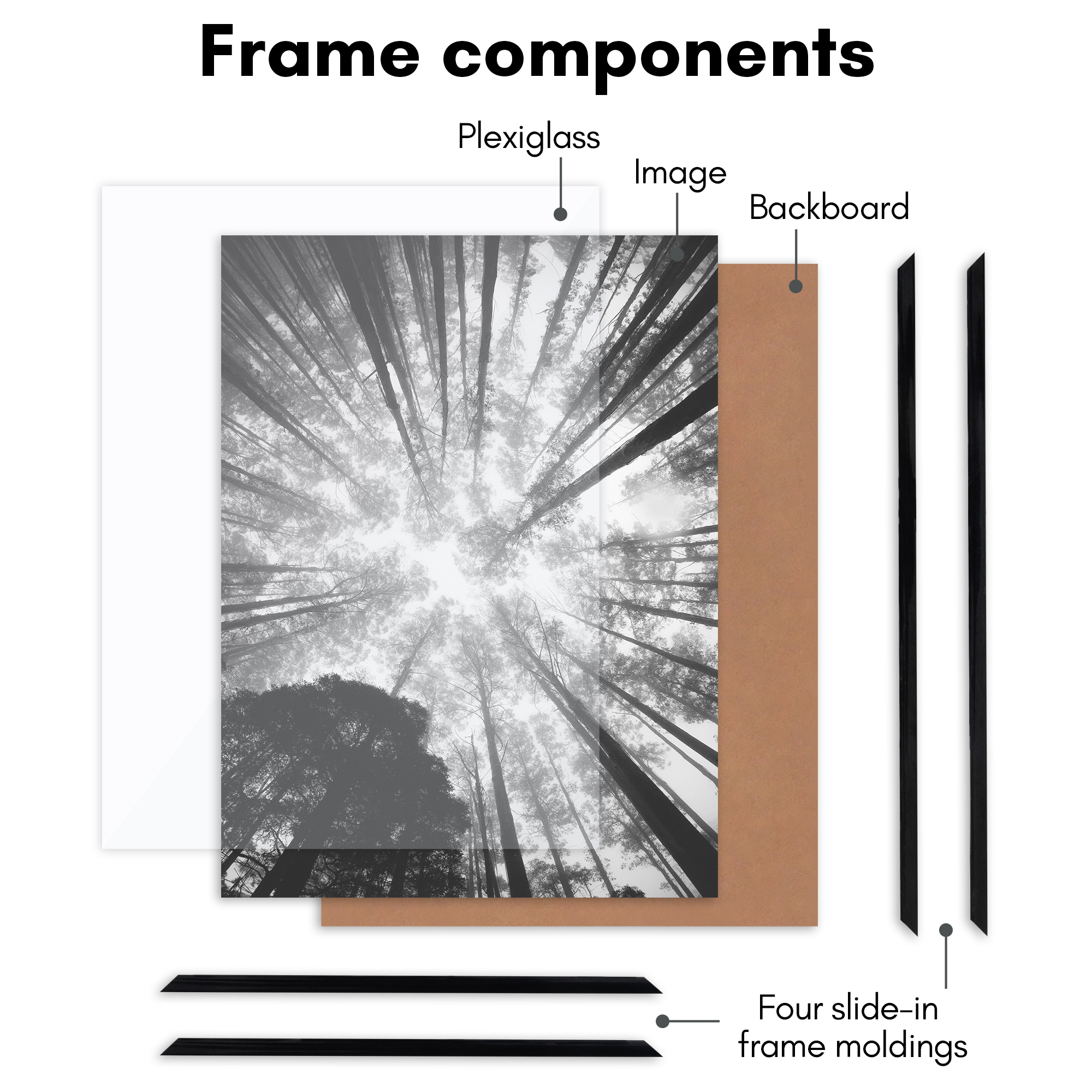 Americanflat 12x16 Picture Frame 3 Pack Polished Front Cover Slide Photo Buildable Molding Fusion - Black