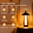 thumbnail image 6 of 3-Way Dimmable Bedside Lamp 12"H Umbrella-shaped Touch Control Table Lamp Nightstand Lamp with Grey anodized glass lampshade for Bedroom Living Room Indoors Outdoors（Black,Type-C Charging）, 6 of 10