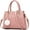 Pink, variant on Womens Leather Handbags Purses Top-handle Totes Satchel Shoulder Bag for Ladies with Pompon