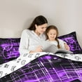 thumbnail image 5 of Homewish Futuristic Purple Gamepad Bedding Comforter Set 7 Pieces for Kid, Modern Gaming Gamer Full Bedding Set, Chic Stripes Ombre Reversible Fitted Sheet Flat Sheet, Ultra Soft Bedroom Decor, 5 of 8