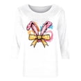 thumbnail image 3 of Camisetas Casuales de las Mujeres Impresas 3/4 Manga Cuello Redondo Blusa, Moda Ligera Superior para el Hogar Y el Uso Diario, Cómoda Imitación de la Tela Del Estante, 3 of 5