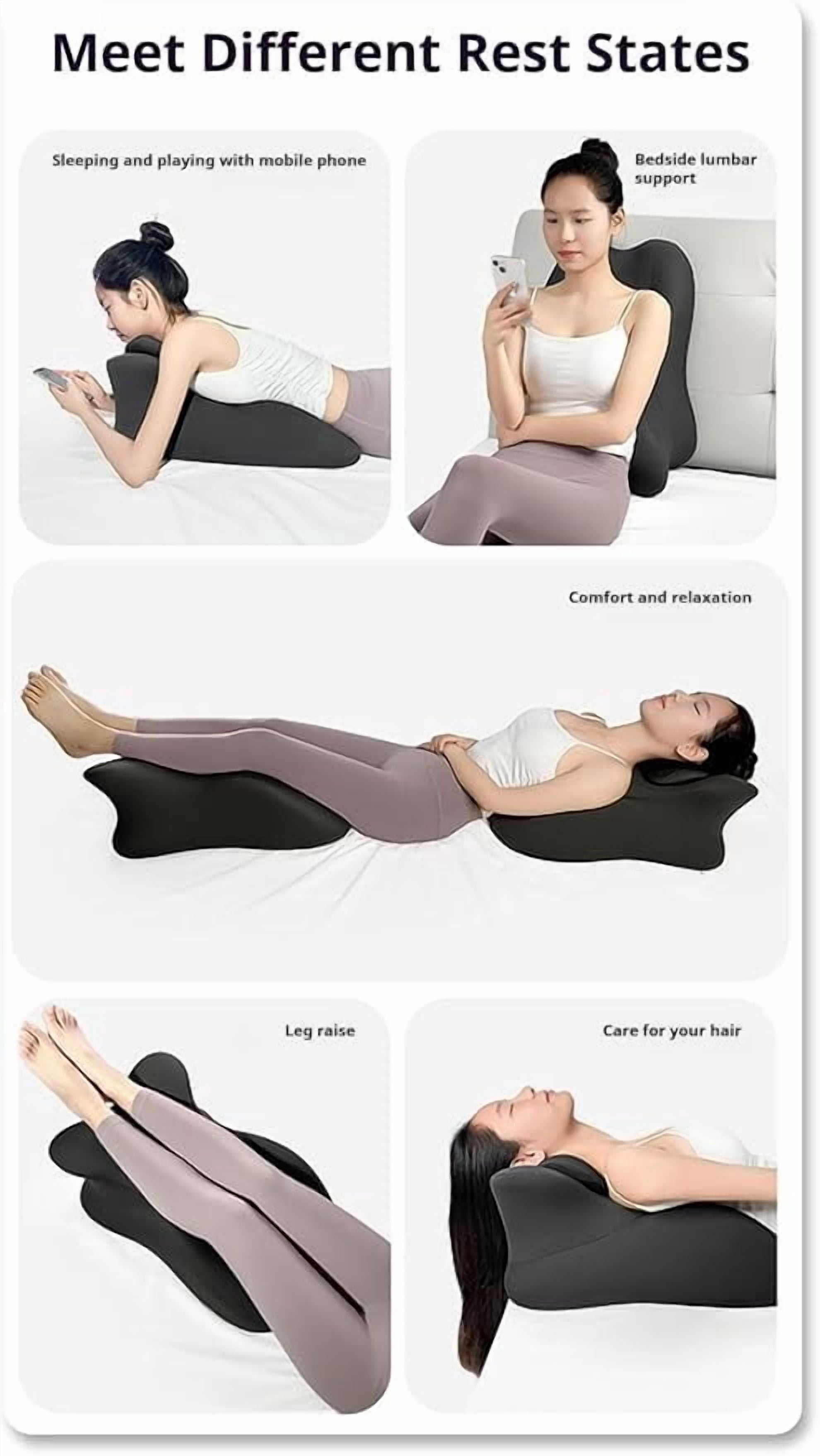 TripleHBB Ergonomic Memory Foam Wedge Pillow, 27° Multi-Position Support Pillow for Neck & Lumbar, Multi-Use Body Pillow with Removable Pillowcase
