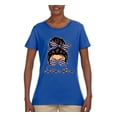 thumbnail image 3 of Autism Awareness Mom Life Messy Hair Bun | Cool Support Neon Print Bandana Mother's Day Womens Graphic T-Shirt, Royal, X-Large, 3 of 5