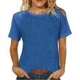 thumbnail image 2 of ClodeEU Women's Relaxed Fit Cotton Crewneck Short Sleeve T Shirt ,Casual Tunic Fashion Basic Tee Blue,Womens Plus XXL, 2 of 6
