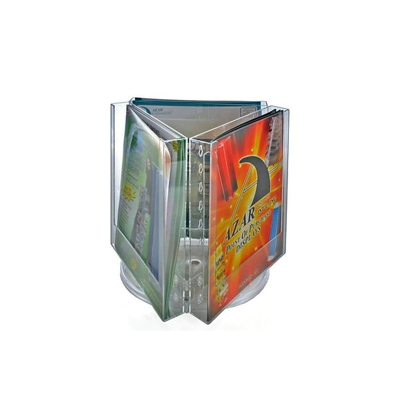 Azar 11 1/2" x 9" Letter Size 3-Pocket Revolving Modular Crystal Styrene Brochure Holder 1/Ea 252320