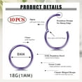 thumbnail image 3 of 10PCS Septum Nose Rings Hoops for Women Men - 16G 18G 316L Surgical Stainless Steel Hinged Clicker Lip Helix Rook Tragus Daith Conch Piercing Jewelry Cartilage Sleeper Earrings Set 8/10/12MM, 3 of 5