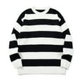 thumbnail image 5 of DHFJKG Men's Color Block Striped Sweaters Loose Fit Long Sleeve Crewneck Pullover Autumn Winter Cozy Jumper Tops, 5 of 5