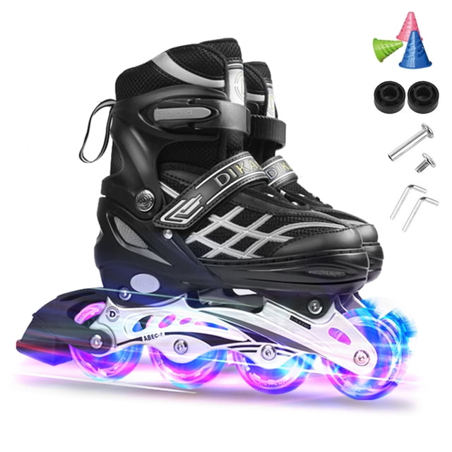 Adjustable Illuminating Inline Skates with Light Up Wheels for Kids