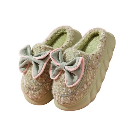 

Daeful Womens Anti-Slip Slip On Winter Warm Slipper Bedroom Lightweight Indoor Breathable Cozy Home Shoe Green 38-39