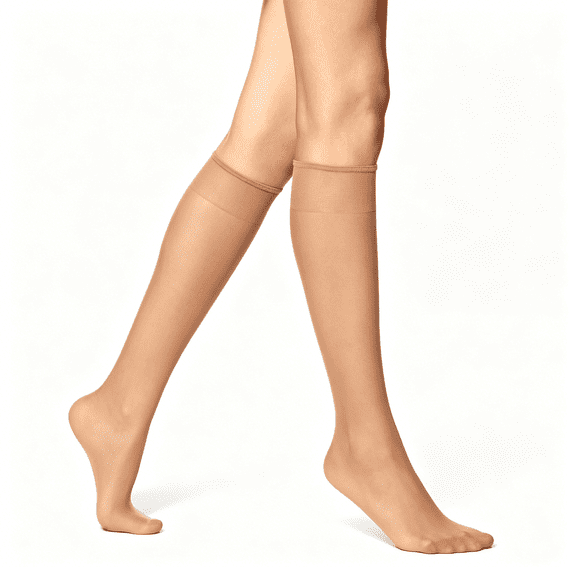TELOLY Women'S Sheer Knee High, Nylons for Women with Comfort Top, Nylon Trouser Stockings, Value Pack