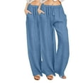 thumbnail image 1 of FNFYFH Clearance Ladies Plus Size Casual Long Linen Pants Solid, 1 of 5