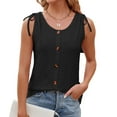 thumbnail image 5 of aidice Women's Tank Tops Sleeveless Crewneck Button Loose Tops Summer Casual Vacation Beach Tanks, 5 of 6