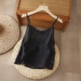 thumbnail image 4 of Womens Linen Spaghetti Strap Tank Tops V Neck Sleeveless Basic Cami Tank Shirt Cotton Linen Camisole Tops Relaxed Fit Vest Lightweight Casual Layering Shirts Beach Vacation Outfits Black M, 4 of 4